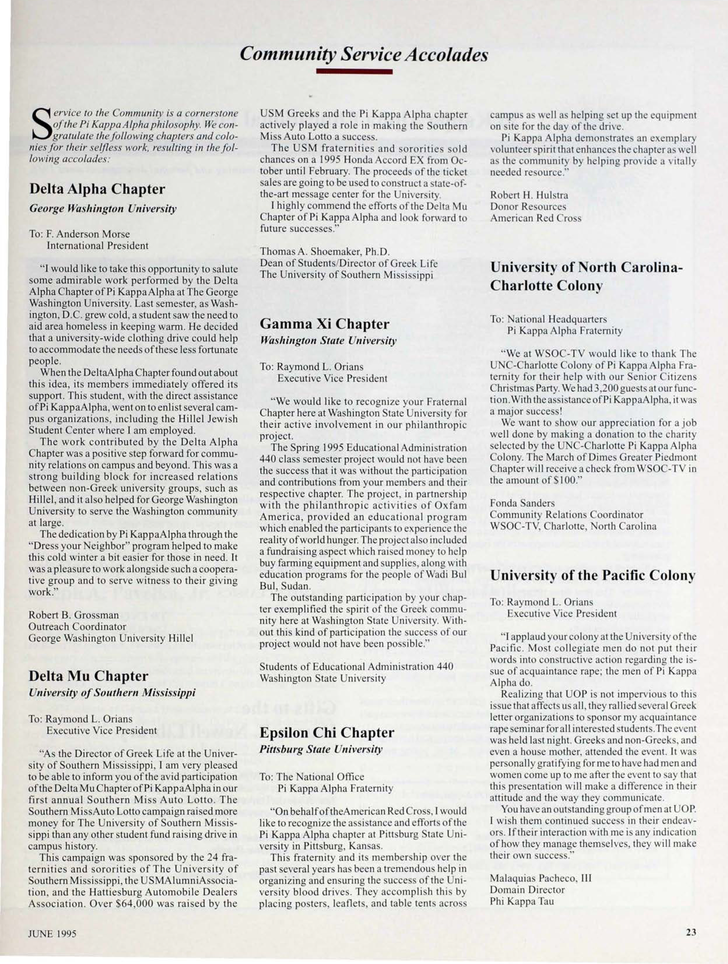 Community Services Accolades